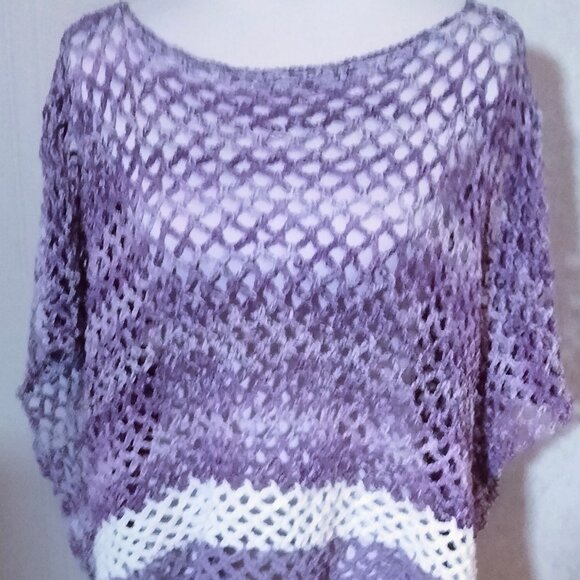 Lilac Summer Crochet Poncho - Picture 5 of 5